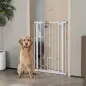 Barrera de seguridad para mascotas de 104 cm con puerta de cierre automático sistema de doble bloqueo sin perforación Barrera de seguridad para mascotas de 104 cm con puerta de cierre automático sistema de doble bloqueo sin perforación