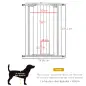 Barrera de seguridad para mascotas de 104 cm con puerta de cierre automático sistema de doble bloqueo sin perforación Barrera de seguridad para mascotas de 104 cm con puerta de cierre automático sistema de doble bloqueo sin perforación