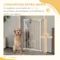 Barrera de seguridad para mascotas de 104 cm con puerta de cierre automático sistema de doble bloqueo sin perforación Barrera de seguridad para mascotas de 104 cm con puerta de cierre automático sistema de doble bloqueo sin perforación