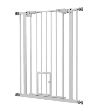 Barrera de seguridad para mascotas de 104 cm con puerta de cierre automático sistema de doble bloqueo sin perforación