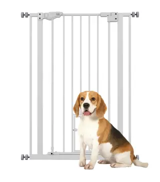 Barrera de seguridad para mascotas de 104 cm con puerta de cierre automático sistema de doble bloqueo sin perforación