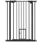 Barrera de Seguridad Ajustable con Puerta Pequeña Cierre Automático y Sistema de Doble Bloqueo 74-80x104,1 cm Negro