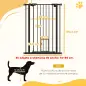 Barrera de Seguridad Ajustable con Puerta Pequeña Cierre Automático y Sistema de Doble Bloqueo 74-80x104,1 cm Negro