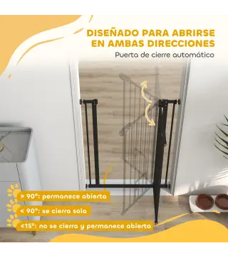 Barrera de Seguridad Ajustable con Puerta Pequeña Cierre Automático y Sistema de Doble Bloqueo 74-80x104,1 cm Negro