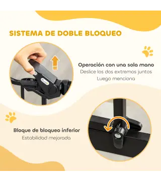Barrera de Seguridad Ajustable con Puerta Pequeña Cierre Automático y Sistema de Doble Bloqueo 74-80x104,1 cm Negro