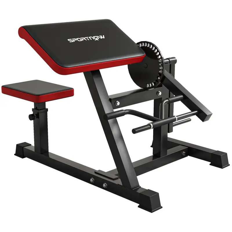 Máquina de Bíceps y Tríceps 2 en 1 Banco de Curl Predicador con Asiento Ajustable en Altura para Gimnasio Casa