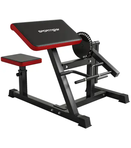Banco de Curl & Extensión de Tríceps, 5 Ajustes de Asiento, 25 Ángulos, Acero y Imitación de Cuero, Negro