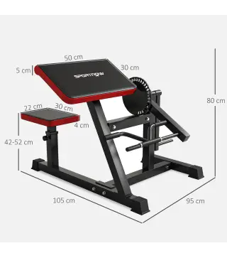 Banco de Curl & Extensión de Tríceps, 5 Ajustes de Asiento, 25 Ángulos, Acero y Imitación de Cuero, Negro
