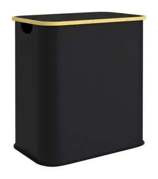 Cesto de Ropa Sucia Plegable con Tapa 80 L de Tela no Tejida 2 Compartimentos Asas 54x34x58,5 cm Negro