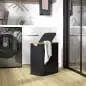 Cesto de Ropa Sucia Plegable con Tapa 80 L de Tela no Tejida 2 Compartimentos Asas 54x34x58,5 cm Negro Cesto de Ropa Sucia Plegable con Tapa 80 L de Tela no Tejida 2 Compartimentos Asas 54x34x58,5 cm Negro