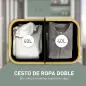 Cesto de Ropa Sucia Plegable con Tapa 80 L de Tela no Tejida 2 Compartimentos Asas 54x34x58,5 cm Negro Cesto de Ropa Sucia Plegable con Tapa 80 L de Tela no Tejida 2 Compartimentos Asas 54x34x58,5 cm Negro