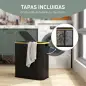 Cesto de Ropa Sucia Plegable con Tapa 80 L de Tela no Tejida 2 Compartimentos Asas 54x34x58,5 cm Negro Cesto de Ropa Sucia Plegable con Tapa 80 L de Tela no Tejida 2 Compartimentos Asas 54x34x58,5 cm Negro