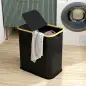 Cesto de Ropa Sucia Plegable con Tapa 80 L de Tela no Tejida 2 Compartimentos Asas 54x34x58,5 cm Negro Cesto de Ropa Sucia Plegable con Tapa 80 L de Tela no Tejida 2 Compartimentos Asas 54x34x58,5 cm Negro