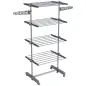 Tendedero Vertical de 4 Niveles con Ruedas 2 Laterales Abatibles Estantes Ajustables y Marco de Acero Gris y Plata Tendedero Vertical de 4 Niveles con Ruedas 2 Laterales Abatibles Estantes Ajustables y Marco de Acero Gris y Plata