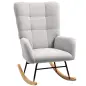 Silla Mecedora Tapizado de Terciopelo Teddy con Reposabrazos Acolchado Grueso Patas de Madera Gris Claro