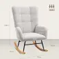 Silla Mecedora Tapizado de Terciopelo Teddy con Reposabrazos Acolchado Grueso Patas de Madera Gris Claro