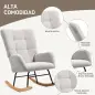 Silla Mecedora Tapizado de Terciopelo Teddy con Reposabrazos Acolchado Grueso Patas de Madera Gris Claro