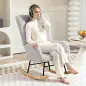 Silla Mecedora Tapizado de Terciopelo Teddy con Reposabrazos Acolchado Grueso Patas de Madera Gris Claro