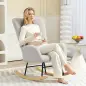 Silla Mecedora Tapizado de Terciopelo Teddy con Reposabrazos Acolchado Grueso Patas de Madera Gris Claro