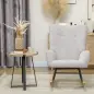 Silla Mecedora Tapizado de Terciopelo Teddy con Reposabrazos Acolchado Grueso Patas de Madera Gris Claro