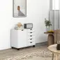 Cajonera de Oficina con 5 Cajones Ruedas Estante Ajustable Soporte para Impresora 78x40x66,5 cm Blanco