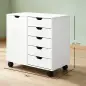 Cajonera de Oficina con 5 Cajones Ruedas Estante Ajustable Soporte para Impresora 78x40x66,5 cm Blanco
