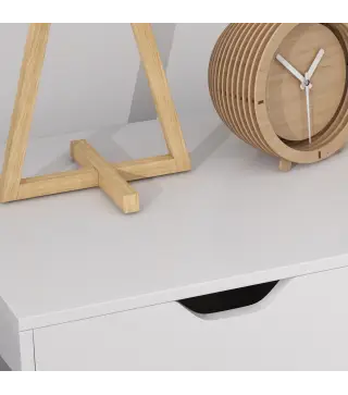 Cajonera de Oficina con 5 Cajones Ruedas Estante Ajustable Soporte para Impresora 78x40x66,5 cm Blanco