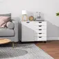 Cajonera de Oficina con 5 Cajones Ruedas Estante Ajustable Soporte para Impresora 78x40x66,5 cm Blanco