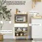 Mueble Microondas Estilo Escandinavo con Armario Cajón y Estante Ajustable 58x40x118 cm Natural y Blanco Mueble Microondas Estilo Escandinavo con Armario Cajón y Estante Ajustable 58x40x118 cm Natural y Blanco