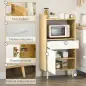 Mueble Microondas Estilo Escandinavo con Armario Cajón y Estante Ajustable 58x40x118 cm Natural y Blanco Mueble Microondas Estilo Escandinavo con Armario Cajón y Estante Ajustable 58x40x118 cm Natural y Blanco