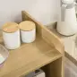 Mueble Microondas Estilo Escandinavo con Armario Cajón y Estante Ajustable 58x40x118 cm Natural y Blanco Mueble Microondas Estilo Escandinavo con Armario Cajón y Estante Ajustable 58x40x118 cm Natural y Blanco