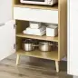 Mueble Microondas Estilo Escandinavo con Armario Cajón y Estante Ajustable 58x40x118 cm Natural y Blanco Mueble Microondas Estilo Escandinavo con Armario Cajón y Estante Ajustable 58x40x118 cm Natural y Blanco
