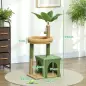 Árbol Rascador para Gatos 98 cm con Hojas Artificiales Cueva Cama Postes Rascadores 2 Bolas Cubierto Terciopelo Verde