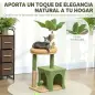 Árbol Rascador para Gatos 98 cm con Hojas Artificiales Cueva Cama Postes Rascadores 2 Bolas Cubierto Terciopelo Verde