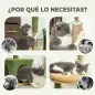 Árbol Rascador para Gatos 98 cm con Hojas Artificiales Cueva Cama Postes Rascadores 2 Bolas Cubierto Terciopelo Verde