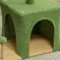 Árbol Rascador para Gatos 98 cm con Hojas Artificiales Cueva Cama Postes Rascadores 2 Bolas Cubierto Terciopelo Verde