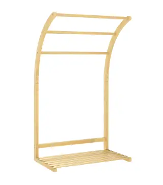 Toallero de Pie de Bambú con 3 Barras y Estante de Almacenamiento para Baño y Lavandería 50x29x84 cm Natural