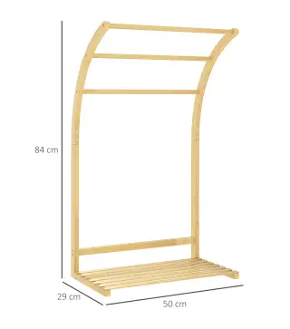 Toallero de Pie de Bambú con 3 Barras y Estante de Almacenamiento para Baño y Lavandería 50x29x84 cm Natural