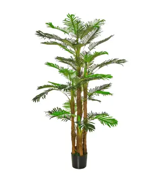 Palmera Artificial 1,85 m Árbol Artificial Tronco Ramas Musgo Hojas Gran Realismo Maceta Incluida Verde