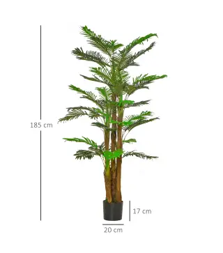 Palmera Artificial 1,85 m Árbol Artificial Tronco Ramas Musgo Hojas Gran Realismo Maceta Incluida Verde