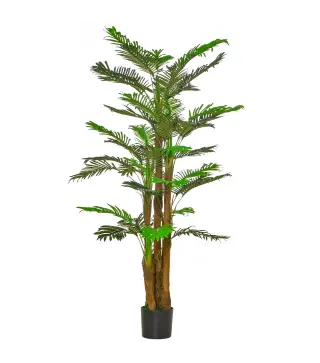 Palmera Artificial 1,85 m Árbol Artificial Tronco Ramas Musgo Hojas Gran Realismo Maceta Incluida Verde