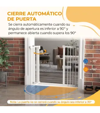 Barrera de Seguridad para Perros 74-94 cm con Extensión Montaje a Presión y Doble Bloqueo Blanco