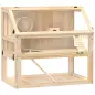 Jaula para Hámster de Madera 3 Nivles con Base Desmontable Profundo Balancín Rueda de Ejercicio Rampas Casita Natural Jaula para Hámster de Madera 3 Nivles con Base Desmontable Profundo Balancín Rueda de Ejercicio Rampas Casita Natural
