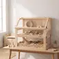 Jaula para Hámster de Madera 3 Nivles con Base Desmontable Profundo Balancín Rueda de Ejercicio Rampas Casita Natural Jaula para Hámster de Madera 3 Nivles con Base Desmontable Profundo Balancín Rueda de Ejercicio Rampas Casita Natural