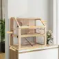 Jaula para Hámster de Madera 3 Nivles con Base Desmontable Profundo Balancín Rueda de Ejercicio Rampas Casita Natural Jaula para Hámster de Madera 3 Nivles con Base Desmontable Profundo Balancín Rueda de Ejercicio Rampas Casita Natural
