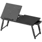 Mesa Reclinable para Cama y Sofá Bandeja Plegable con Cajón Lateral para Ordenador Portátil Libros Cinco Alturas Negro