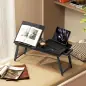 Mesa Reclinable para Cama y Sofá Bandeja Plegable con Cajón Lateral para Ordenador Portátil Libros Cinco Alturas Negro