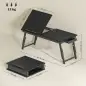 Mesa Reclinable para Cama y Sofá Bandeja Plegable con Cajón Lateral para Ordenador Portátil Libros Cinco Alturas Negro