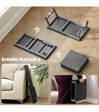 Mesa Reclinable para Cama y Sofá Bandeja Plegable con Cajón Lateral para Ordenador Portátil Libros Cinco Alturas Negro