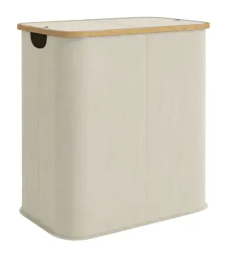 Cesto de Ropa Sucia Plegable con Tapa 80 L de Tela no Tejida 2 Compartimentos Asas 54x34x58,5 cm Beige